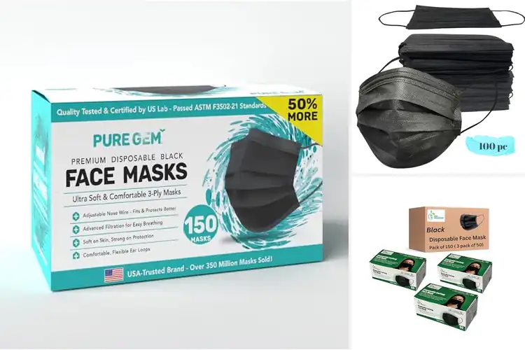 Detailed view of Best Black Face Masks 150 Pack: Reliable Daily Protection