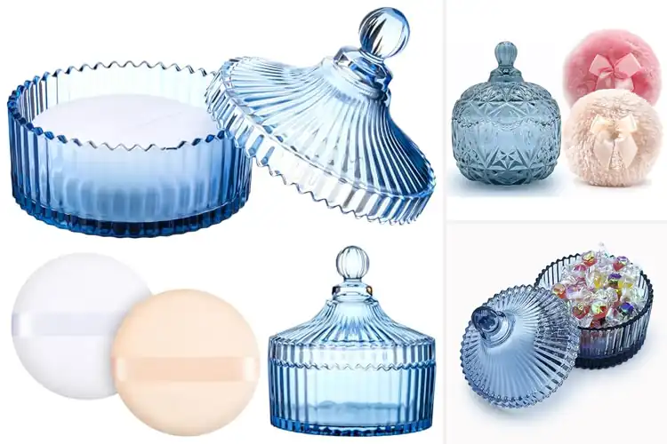 Detailed view of Best Blue Powder Puff Containers