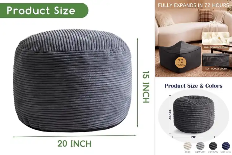 Detailed view of Best Foam Floor Poufs