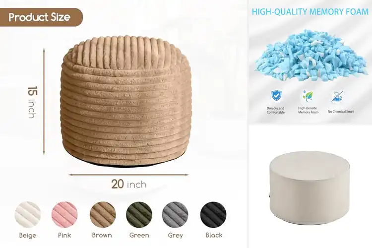 Detailed view of Best High Density Foam Pouf