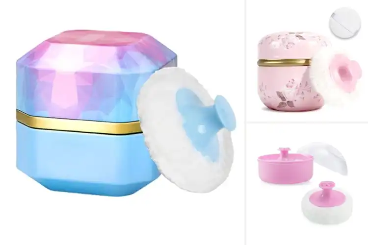Detailed view of Best soft baby powder puff containers